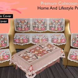 Croox Multicolor Cotton Sofa Cover with Table Cover