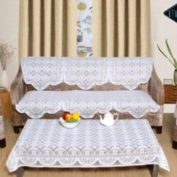 Multicolor Cotton Sofa Cover with Table Cover