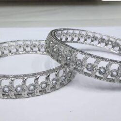 Kundan Silver Polish Bangles For Women | Jewellery