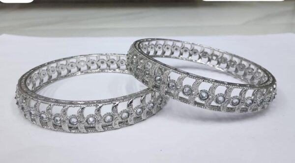 Kundan Silver Polish Bangles For Women | Jewellery