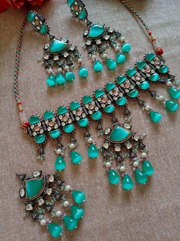 Victorian Polish kundan necklace set For Women | Jewellery