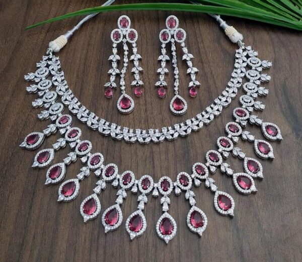 Stone silver Plated Necklace Set | Jewellery