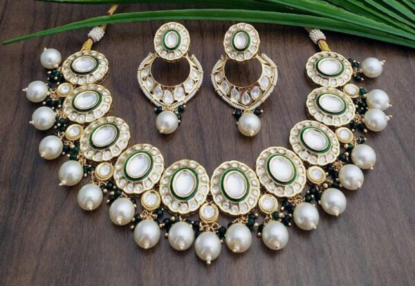Gold Plated Kundan Necklace Set | Jewellery