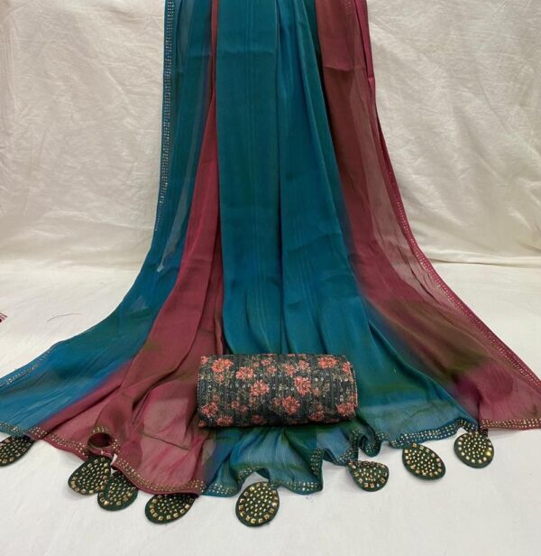 Velvet Chiffon Saree