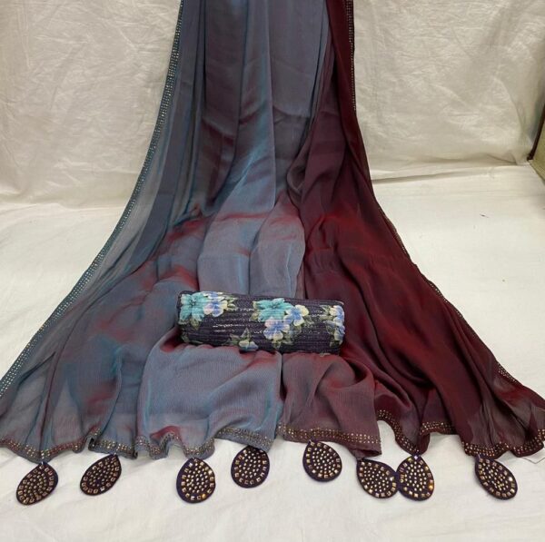 Velvet Chiffon Saree