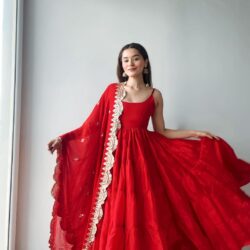 Red Silk Anarkali | Ethnic Wear