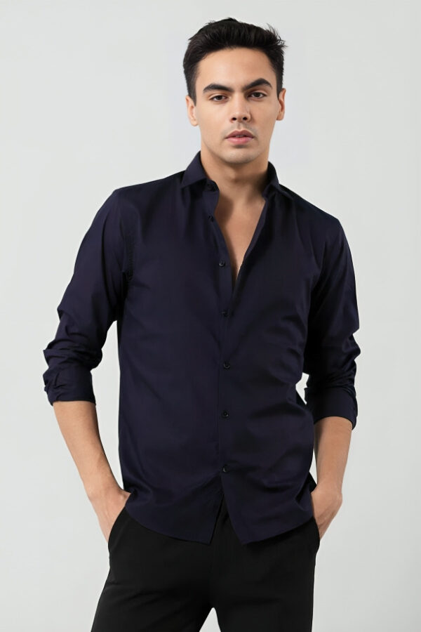 Casual Navy Blue Shirt