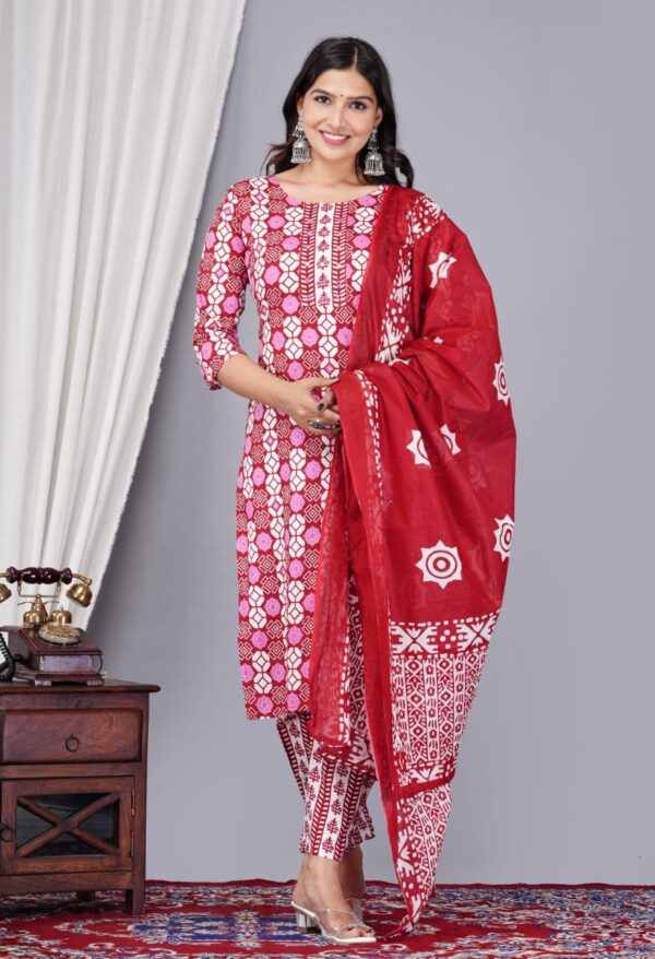 Red Printed Kurti Pant | Kurtis