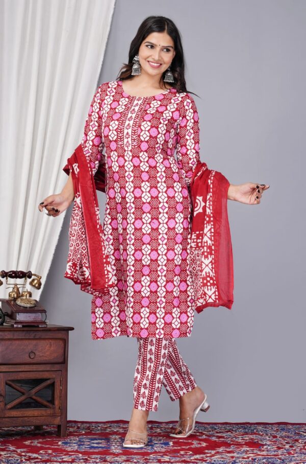 Red Printed Kurti Pant | Kurtis