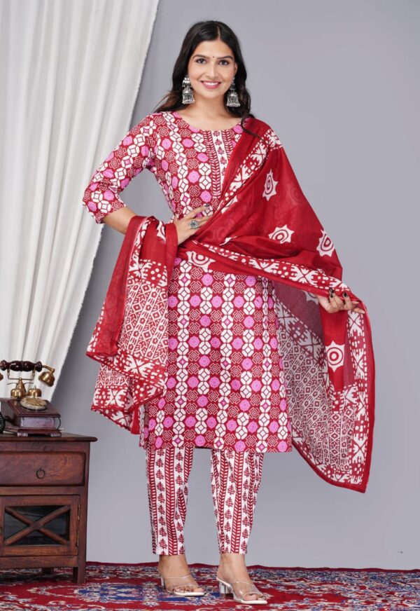 Red Printed Kurti Pant | Kurtis