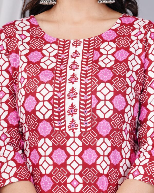 Red Printed Kurti Pant | Kurtis