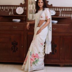 Digital Print Linen Saree