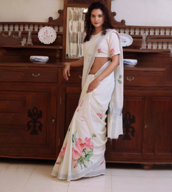 Digital Print Linen Saree